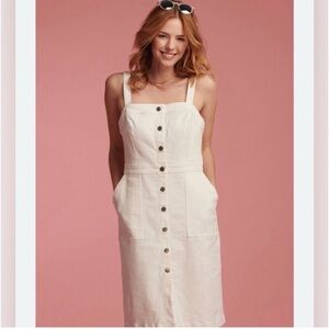 Barbour Darcie pinafore white denim dress.